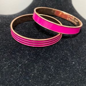 Lot of Two Oscar de La Renta Pink Metal Bracelet Bangles